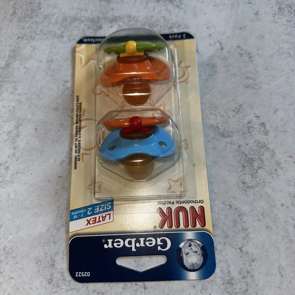 2 Set Gerber Original NUK Orthodontic PACIFIER Size 2 6-18 months Latex Blue
